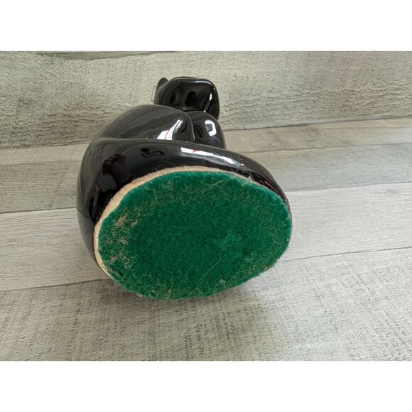 Vintage Black Ceramic Cat Figurine With Green Eyes - Picture 6 of 7